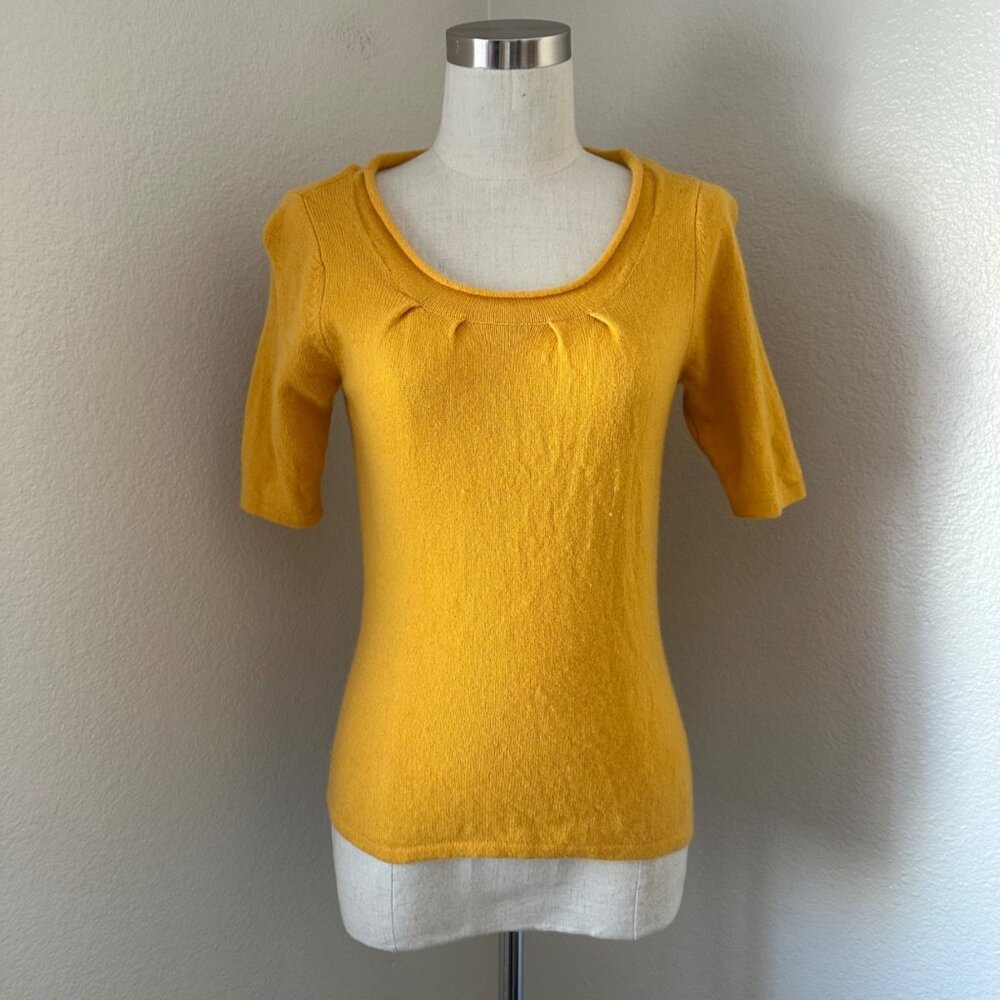 Future Paradise Knit Cashmere Pullover Sweater Scoop Neck Short Sleeve Lightweig